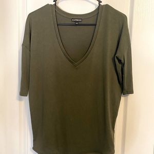 Womens dark green Express V-neck Blouse - XS